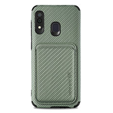 Ultra-thin Silicone Gel Soft Case Cover with Magnetic S02D for Samsung Galaxy A30 Green