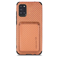 Ultra-thin Silicone Gel Soft Case Cover with Magnetic S02D for Samsung Galaxy A31 Brown