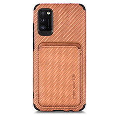 Ultra-thin Silicone Gel Soft Case Cover with Magnetic S02D for Samsung Galaxy A41 Brown