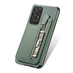 Ultra-thin Silicone Gel Soft Case Cover with Magnetic S02D for Samsung Galaxy A52 5G Green