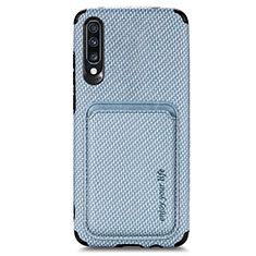 Ultra-thin Silicone Gel Soft Case Cover with Magnetic S02D for Samsung Galaxy A70 Blue