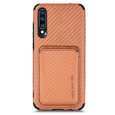 Ultra-thin Silicone Gel Soft Case Cover with Magnetic S02D for Samsung Galaxy A70 Brown