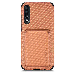 Ultra-thin Silicone Gel Soft Case Cover with Magnetic S02D for Samsung Galaxy A70S Brown