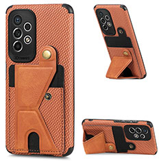 Ultra-thin Silicone Gel Soft Case Cover with Magnetic S02D for Samsung Galaxy A73 5G Brown