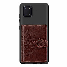 Ultra-thin Silicone Gel Soft Case Cover with Magnetic S02D for Samsung Galaxy A81 Brown