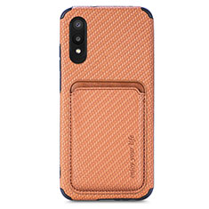 Ultra-thin Silicone Gel Soft Case Cover with Magnetic S02D for Samsung Galaxy M02 Brown