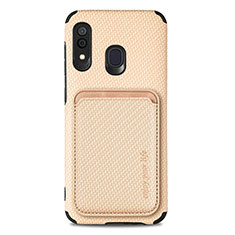 Ultra-thin Silicone Gel Soft Case Cover with Magnetic S02D for Samsung Galaxy M10S Gold