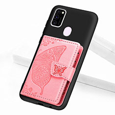 Ultra-thin Silicone Gel Soft Case Cover with Magnetic S02D for Samsung Galaxy M30s Rose Gold