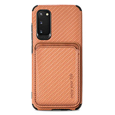 Ultra-thin Silicone Gel Soft Case Cover with Magnetic S02D for Samsung Galaxy S20 5G Brown