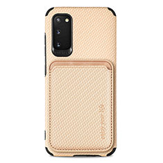 Ultra-thin Silicone Gel Soft Case Cover with Magnetic S02D for Samsung Galaxy S20 5G Gold