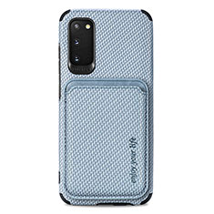 Ultra-thin Silicone Gel Soft Case Cover with Magnetic S02D for Samsung Galaxy S20 Blue