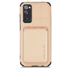 Ultra-thin Silicone Gel Soft Case Cover with Magnetic S02D for Samsung Galaxy S20 FE 4G Gold