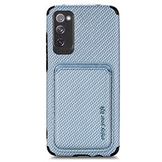 Ultra-thin Silicone Gel Soft Case Cover with Magnetic S02D for Samsung Galaxy S20 FE 5G Blue