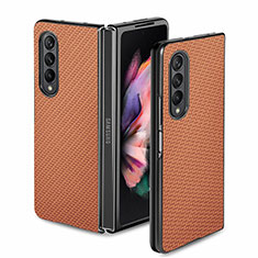 Ultra-thin Silicone Gel Soft Case Cover with Magnetic S02D for Samsung Galaxy Z Fold3 5G Brown