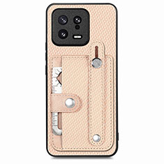 Ultra-thin Silicone Gel Soft Case Cover with Magnetic S02D for Vivo X90 Pro 5G Gold
