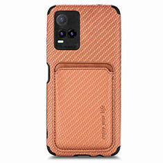Ultra-thin Silicone Gel Soft Case Cover with Magnetic S02D for Vivo Y21t Brown