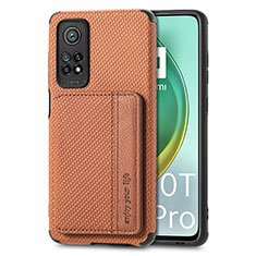 Ultra-thin Silicone Gel Soft Case Cover with Magnetic S02D for Xiaomi Mi 10T Pro 5G Brown