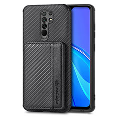 Ultra-thin Silicone Gel Soft Case Cover with Magnetic S02D for Xiaomi Redmi 9 Black