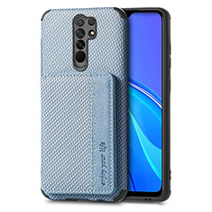Ultra-thin Silicone Gel Soft Case Cover with Magnetic S02D for Xiaomi Redmi 9 Blue