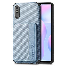 Ultra-thin Silicone Gel Soft Case Cover with Magnetic S02D for Xiaomi Redmi 9A Blue