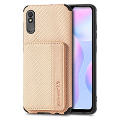 Ultra-thin Silicone Gel Soft Case Cover with Magnetic S02D for Xiaomi Redmi 9A Gold