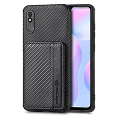 Ultra-thin Silicone Gel Soft Case Cover with Magnetic S02D for Xiaomi Redmi 9AT Black