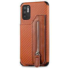 Ultra-thin Silicone Gel Soft Case Cover with Magnetic S02D for Xiaomi Redmi Note 10 5G Brown