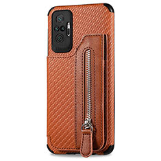 Ultra-thin Silicone Gel Soft Case Cover with Magnetic S02D for Xiaomi Redmi Note 10 Pro 4G Brown