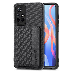 Ultra-thin Silicone Gel Soft Case Cover with Magnetic S02D for Xiaomi Redmi Note 11 5G Black