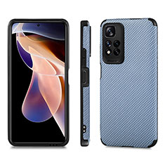 Ultra-thin Silicone Gel Soft Case Cover with Magnetic S02D for Xiaomi Redmi Note 11 Pro+ Plus 5G Blue