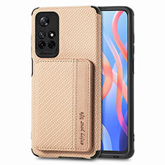 Ultra-thin Silicone Gel Soft Case Cover with Magnetic S02D for Xiaomi Redmi Note 11S 5G Gold
