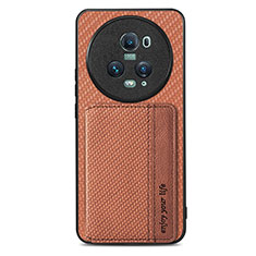 Ultra-thin Silicone Gel Soft Case Cover with Magnetic S03D for Huawei Honor Magic5 Pro 5G Brown
