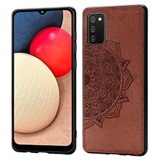 Ultra-thin Silicone Gel Soft Case Cover with Magnetic S03D for Samsung Galaxy A02s Brown