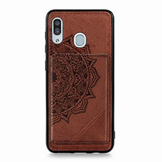 Ultra-thin Silicone Gel Soft Case Cover with Magnetic S03D for Samsung Galaxy A20 Brown