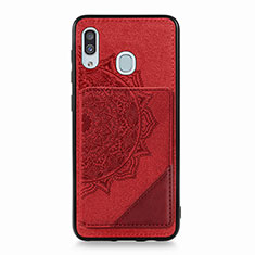 Ultra-thin Silicone Gel Soft Case Cover with Magnetic S03D for Samsung Galaxy A20 Red
