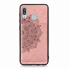 Ultra-thin Silicone Gel Soft Case Cover with Magnetic S03D for Samsung Galaxy A20 Rose Gold