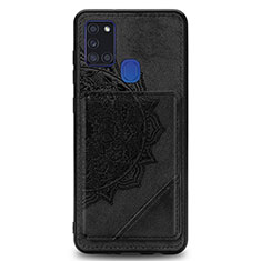 Ultra-thin Silicone Gel Soft Case Cover with Magnetic S03D for Samsung Galaxy A21s Black