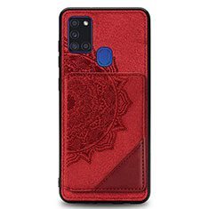 Ultra-thin Silicone Gel Soft Case Cover with Magnetic S03D for Samsung Galaxy A21s Red