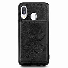 Ultra-thin Silicone Gel Soft Case Cover with Magnetic S03D for Samsung Galaxy A40 Black