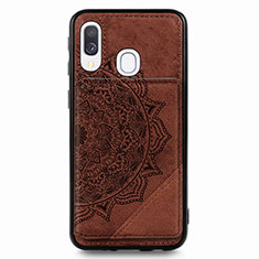 Ultra-thin Silicone Gel Soft Case Cover with Magnetic S03D for Samsung Galaxy A40 Brown