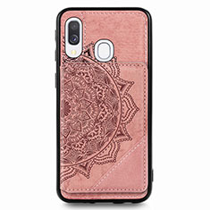 Ultra-thin Silicone Gel Soft Case Cover with Magnetic S03D for Samsung Galaxy A40 Rose Gold