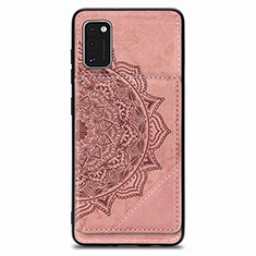 Ultra-thin Silicone Gel Soft Case Cover with Magnetic S03D for Samsung Galaxy A41 Rose Gold