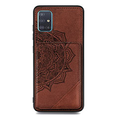 Ultra-thin Silicone Gel Soft Case Cover with Magnetic S03D for Samsung Galaxy A51 4G Brown
