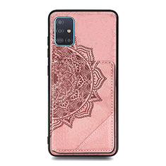 Ultra-thin Silicone Gel Soft Case Cover with Magnetic S03D for Samsung Galaxy A51 5G Rose Gold