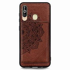 Ultra-thin Silicone Gel Soft Case Cover with Magnetic S03D for Samsung Galaxy A60 Brown