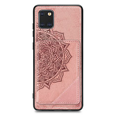 Ultra-thin Silicone Gel Soft Case Cover with Magnetic S03D for Samsung Galaxy A81 Rose Gold