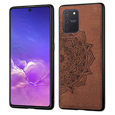 Ultra-thin Silicone Gel Soft Case Cover with Magnetic S03D for Samsung Galaxy A91 Brown