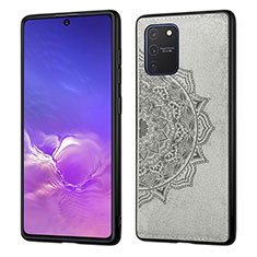 Ultra-thin Silicone Gel Soft Case Cover with Magnetic S03D for Samsung Galaxy A91 Gray
