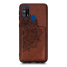 Ultra-thin Silicone Gel Soft Case Cover with Magnetic S03D for Samsung Galaxy M31 Prime Edition Brown