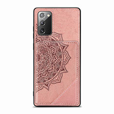 Ultra-thin Silicone Gel Soft Case Cover with Magnetic S03D for Samsung Galaxy Note 20 5G Rose Gold